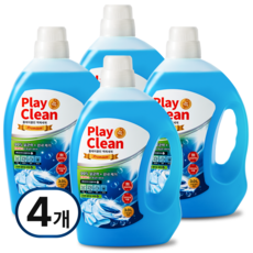 플레이클린 알칼리 액체세제 대용량 고농축 찌든때 쉰냄새 땀냄새 얼룩제거 세탁세제, 4개, 3L