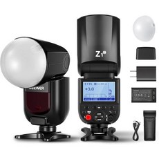 카메라 플래시 쵤영조명 사진촬영 라이트 캐논용 니워 Z1-C TTL 원형 헤드 스피드라이트 76Ws 2.4G 1/8000s HSS 10레벨 LED 모델링 램프 2600mAh, for Canon, 1개
