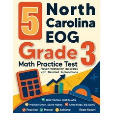(영문도서)5 North Carolina EOG Grade 3 Math Practice Tests: Proven Practice for Top Scores... Paperback, Effortless Math Education, English, 9798896476214