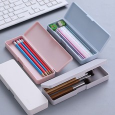 심플 사각 필통 플라스틱 하드 펜케이스, 핑크, 1개