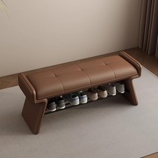 意式多功能收納換鞋凳，玄關客廳床尾長條凳, 咖色長0.8M 實測承重800斤