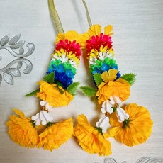 泰國手工花圈：還願、供奉、許願七色花，適用四面佛、象神、古曼，皇家泰國宗教用品, 黃色款