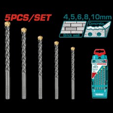 欣拓五金 TOTAL 圓柄水泥鑽尾組套 公制 5pcs(TACSD5051), 1套