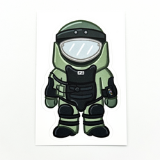 공면 본부 폭발물처리반 EOD 군인 캐릭터 빅 리무버블 스티커, 1장