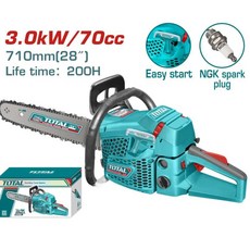 TOTAL 28吋汽油鏈鋸-70cc 3.0kW/70cc 710mm(28/) Easy start NGK spark plug, 1個