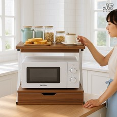 JS리빙 에반 주방 싱크대 정리 수납장 부엌 인테리어 다용도 정리함 원목 전자렌지 밥솥 오븐 다이 3단 렌지대 받침대 키친 테이블 수납 정리대 #서랍형 @MD:4545-ERQRWA, 1개