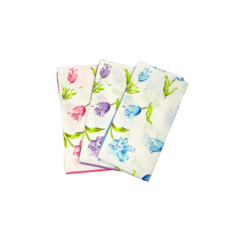 KAIFU 凱富 印花款日式紗布長巾 鬱金香款 34 x 86cm (超值3入組), 粉+紫+藍, 1個