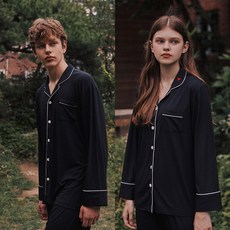 < 메리 투나잇 > 이브니에 마이소울 레이온 스판 블랙 여자 남자 커플 빅사이즈 잠옷 파자마 홈웨어 세트 신혼잠옷 부모님잠옷