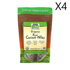 나우푸드 Real Food 유기농 무가공 카카오닙스 (8oz), 4개, 227g