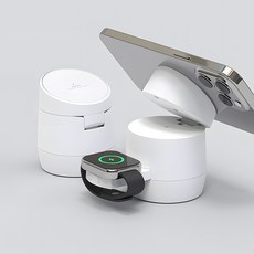 인커버 맥세이프 2IN1 무선충전기 애플 고속충전 거치대, 1개, 애플워치 에어팟 호환용