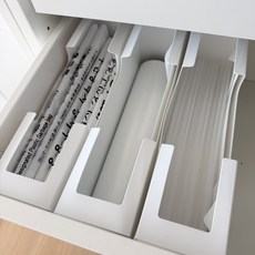 플레이트라벨 입구넓은 비닐봉투정리함, 3개, 화이트