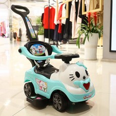 유아용 푸쉬카 유아 킥보드 고앙이캐릭터 발판 선물 아기 유치원 안전바 어린이 자동차 아동, 1개, 고급 KT고양이 피니 그린+쿠션