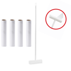 리빙대장 돌돌이 롱핸들 테이프클리너 24cm 사선커팅 + 거치대 + 리필4개, 1세트