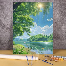 숫자 별 풍경 페인트 아크릴 드로잉 캔버스 유화 키트 성인용 숲 산 장식 218191, 40x50cm 42colors, HMA135395