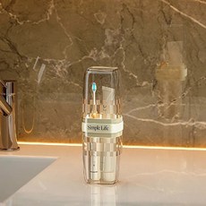 무인양품 MUJ 일본 수입 여행용 워시컵 칫솔 치약 칫솔컵 휴대용 수납세트 쓰리인원, 【MUJ】【1팩】투명 컬러/업그레