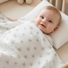 유아 이불 신생아 아기 순면 여름 신생아 이중 거즈 블랭킷, 튤립