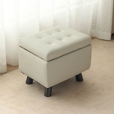 옷보관 의자 가정용 수납 낮은 정리함 가죽 상자 미니 스툴, B. 일반모델 회백색 세로 40cm x 가로, B. 일반모델 회백색 세로 40cm x 가로