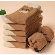 에피라이프 겨울 보온 방한 낙타 양말, 5개, 브라운