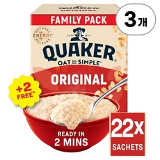 퀘이커 오트 쏘 심플 오리지널 빅 팩 포리지 Quaker Oat So Simple Original Big Pack Porridge 27g, 3개