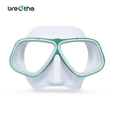 breathe 潛水面鏡，舒適貼合，低容積設計，鋼化玻璃鏡片，多色可選, 白綠