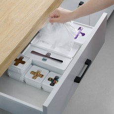 (3개세트) 화이트 크로스 수납박스 3size 주방용품정리수납함 일회용품 정리 서랍속 수납, No.03 크로스수납 직사각, 1개