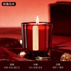 酒紅色豎紋香薰蠟燭, 1個, 酒紅杯蠟-玫瑰烏木