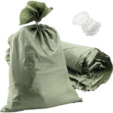 SEUNMUK 50개 세트 18 x 30인치 빈 모래주머니 흰색 직물 폴리프로필렌 내구성 강한 홍수 방지용 모래주머니20m 끈 포함 통제 저장용, 20 x 30 Inch, Green