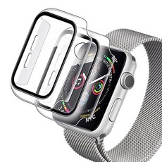 꼰대마켓 애플워치 SE3 40mm 44mm 강화유리 클리어 풀커버 액정보호 케이스, 풀커버 애플워치 SE3 40mm