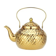 SANQIAHOME 앤티크 1.4L 45온스 스테인리스 스틸 찻주전자 인퓨저 실버 262441, 골드(D)