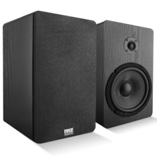 Pyle Usa 우드 북쉘프 스피커 - 200W 피크 - 16.5cm(6.5인치) 우퍼 - .75mm 돔 트위터 - 벽걸이 패시브 홈 시어터 위성 - 오디오 애호가 부품 - 우, Black