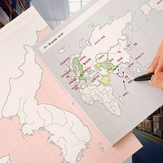지도 메모패드 50매 요점정리 디자인 학습용 중고등학생 자료정리 한국, 세계지도