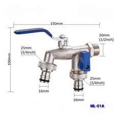 발코니 수도꼭지 정원 관개 아연 비브콕 입구 출구 듀얼 니플, 01_CHINA, 7.BLUE 01