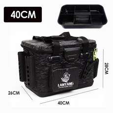 VENTO eva加厚路亞箱釣魚桶磯釣箱不可折疊漁具用品防雨進水釣魚箱漁具, 40黑色雙包款+內格, 1個