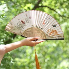 古風扇子折扇 國風新中式女款便攜, 貓蝶 長22CM,無規格