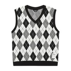 에꼴리에 남아 아가일 브이넥 베스트 23A1105 BK