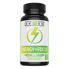 Zhou Nutrition 咖啡因&左旋茶胺酸素食膠囊, 60顆, 1罐