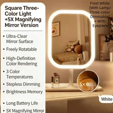 현대적인 고급 화장대 세트 LED 조명 침실 가구 나무 (거울 포함), White, 01 White-Standard