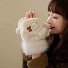 可愛小熊加絨保暖手套 - 冬季女生必備