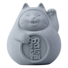 胖胖招財招福貓(中)招福清水模擴香石，可愛貓咪造型，居家招財擺飾, 無香