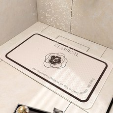 防滑浴室墊 速乾軟墊 吸水腳墊 淋浴房按摩墊, XP 山茶花之戀-方 浴室墊,40*70cm, 1個