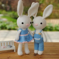 코바늘 인형뜨기 집순이취미 토끼 뜨개질 diy키트, 하늘색 목가적 토끼 세트