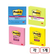 3M)포스트잇 강한점착용 654-SSN 4개입, (그리움노랑/네오핑크/일렉트릭블루/네오그린)각1개