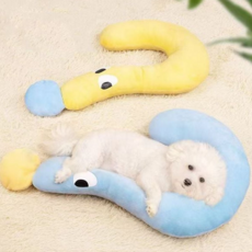 바나나 강아지 베개 고양이 애견 베개 목베개 쿠션 소형, 소형/블루, 블루
