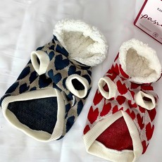 강아지 후드티 겨울 티셔츠 애완견 의상 패션 기모 상의 아동복 유아 복 옷 도트 무늬, 네이비 M