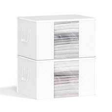 프리미엄 대용량 의류 리빙박스 이불 옷 정리 수납가방, 화이트, 2개