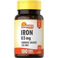 Sundance Iron Supplement Ferrous Sulfate 325mg | 100 Tablets | Vegetarian Non-GMO and Gluten Fre, 1개