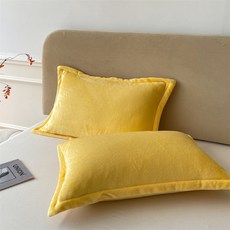 純色牛奶絨枕套 珊瑚絨加厚枕頭套 48x74cm 冬季保暖枕芯套 一對裝 柔軟舒適 可拆卸清洗+鵝黃【加厚牛奶絨 親膚保暖】+48*74cm一對, 鵝黃【加厚牛奶絨 親膚保暖】