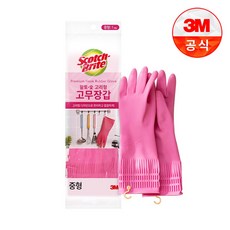 스카치브라이트 황토 숯 고리형 고무장갑, 중(M), 3개
