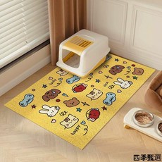 卡通寵物造型貓砂墊，超大尺寸，防漏砂，易清潔地墊, 1個, 貓砂墊-快樂小狗,40*60cm【抗污耐髒】