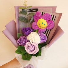 Dodobeni 人造花微笑娃娃香皂迷你花束, 紫色, 1個